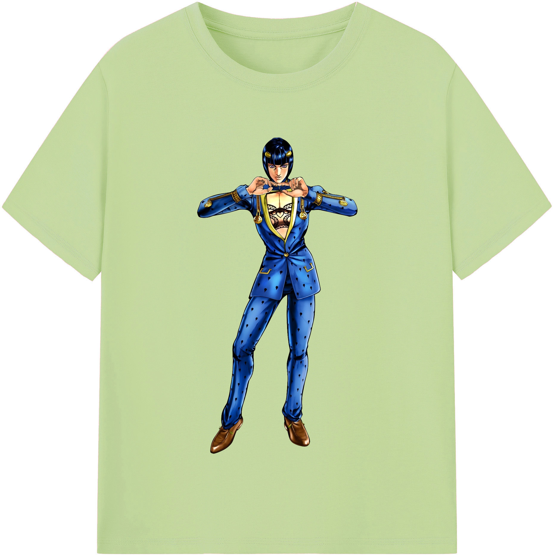 （画像用） ジョジョの奇妙な冒険 ブローノ?ブチャラティ JoJo's Bizarre Adventure Bruno Bucciarati 綿100％半袖Tシャツ（フロントプリント）
